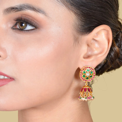 Simple and Stylish Jadau Kundan Jhumka Earrings