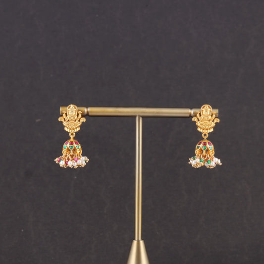 Lakshmi Nakshi Jadau Kundan Simple Jhumka Earrings