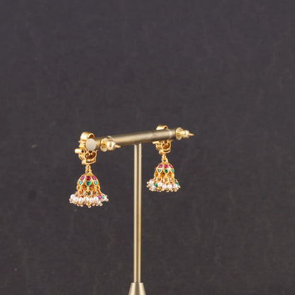 Lakshmi Nakshi Jadau Kundan Simple Jhumka Earrings