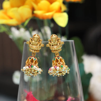 Lakshmi Nakshi Jadau Kundan Simple Jhumka Earrings