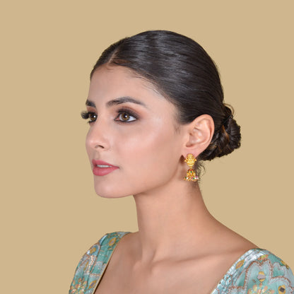 Lakshmi Nakshi Jadau Kundan Simple Jhumka Earrings