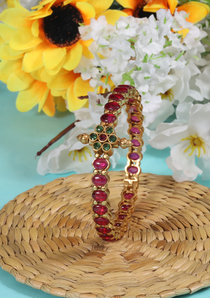Red Ruby Designer Jadau Kundan Openable Single Bangle