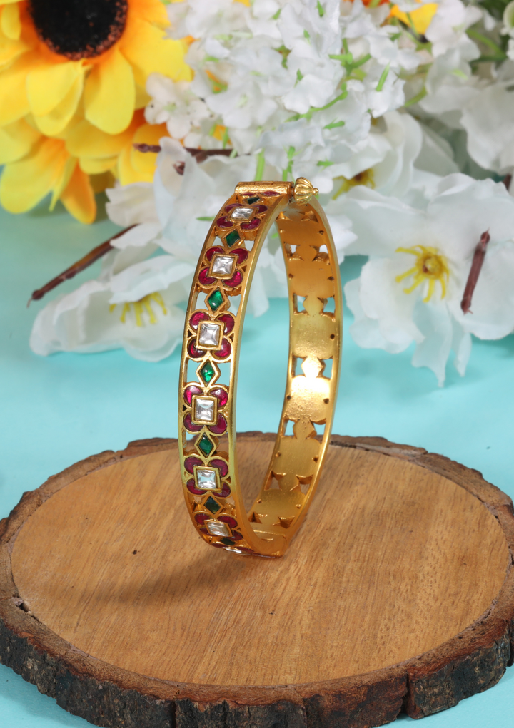 Classic Designer Jadau Kundan Openable Single Bangle