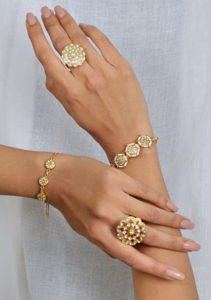 Dhara White Jadau Kundan Bracelet