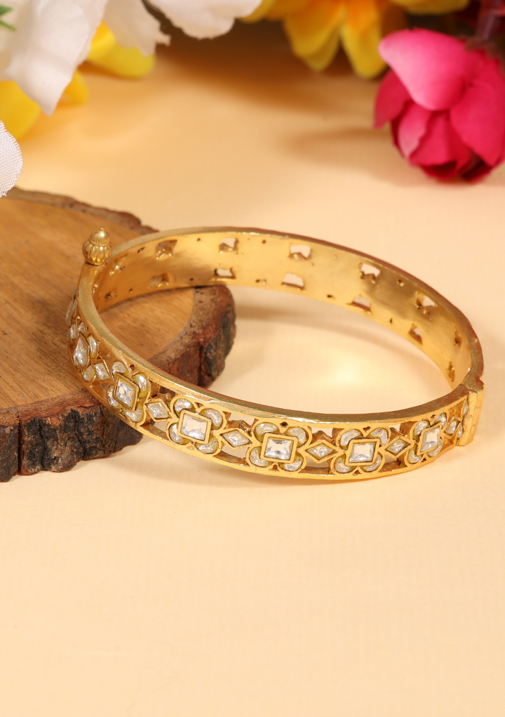 Gulika White Jadau Kundan Statement Single Bangle
