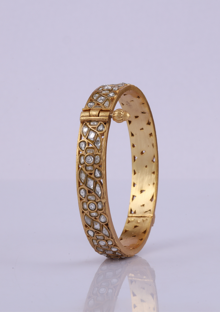 Kamini White Jadau Kundan Designer Single Bangle