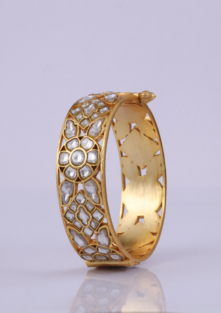 Parvati White Jadau Kundan Designer Single Bangle