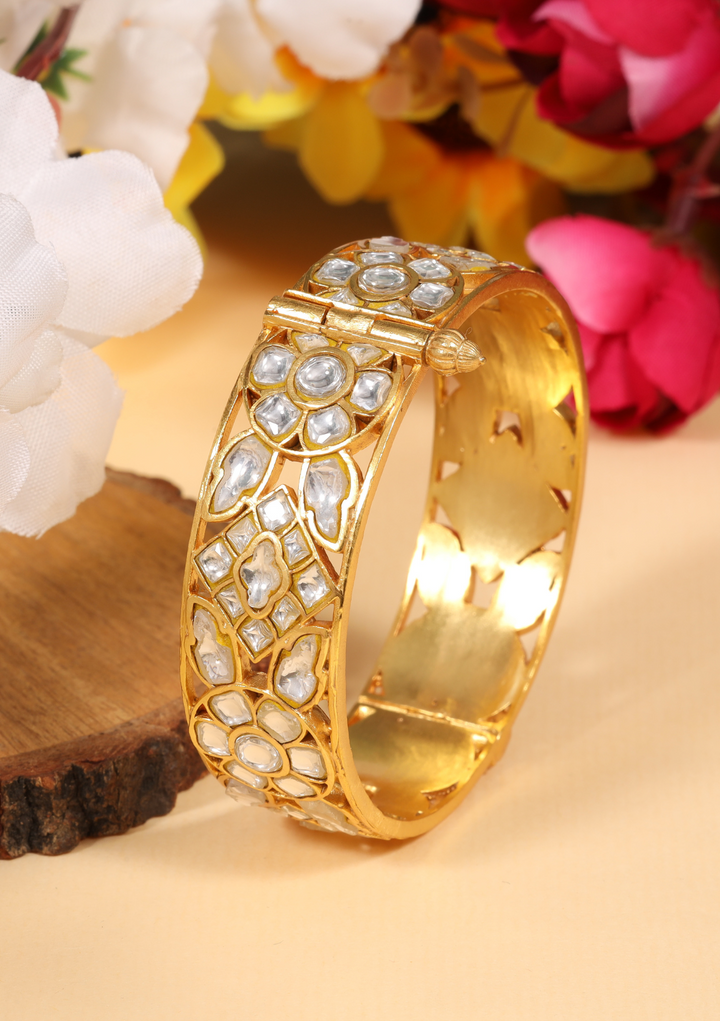 Parvati White Jadau Kundan Designer Single Bangle