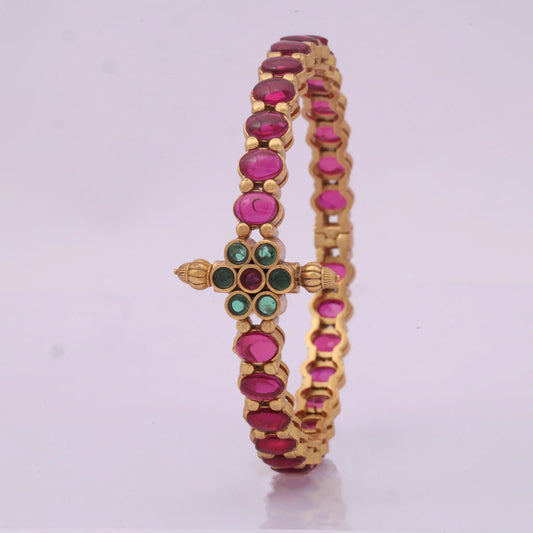 Red Ruby Designer Jadau Kundan Openable Single Bangle