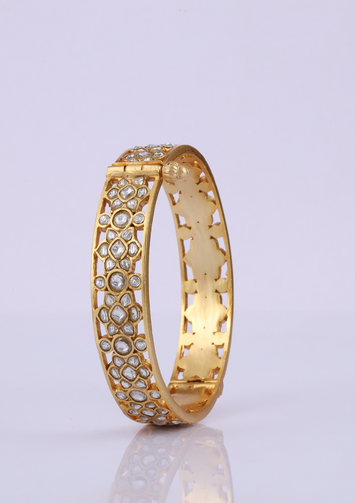 Radha White Jadau Kundan Designer Single Bangle