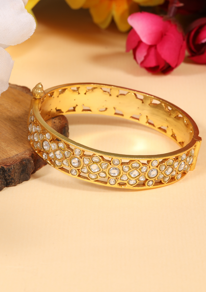 Radha White Jadau Kundan Designer Single Bangle
