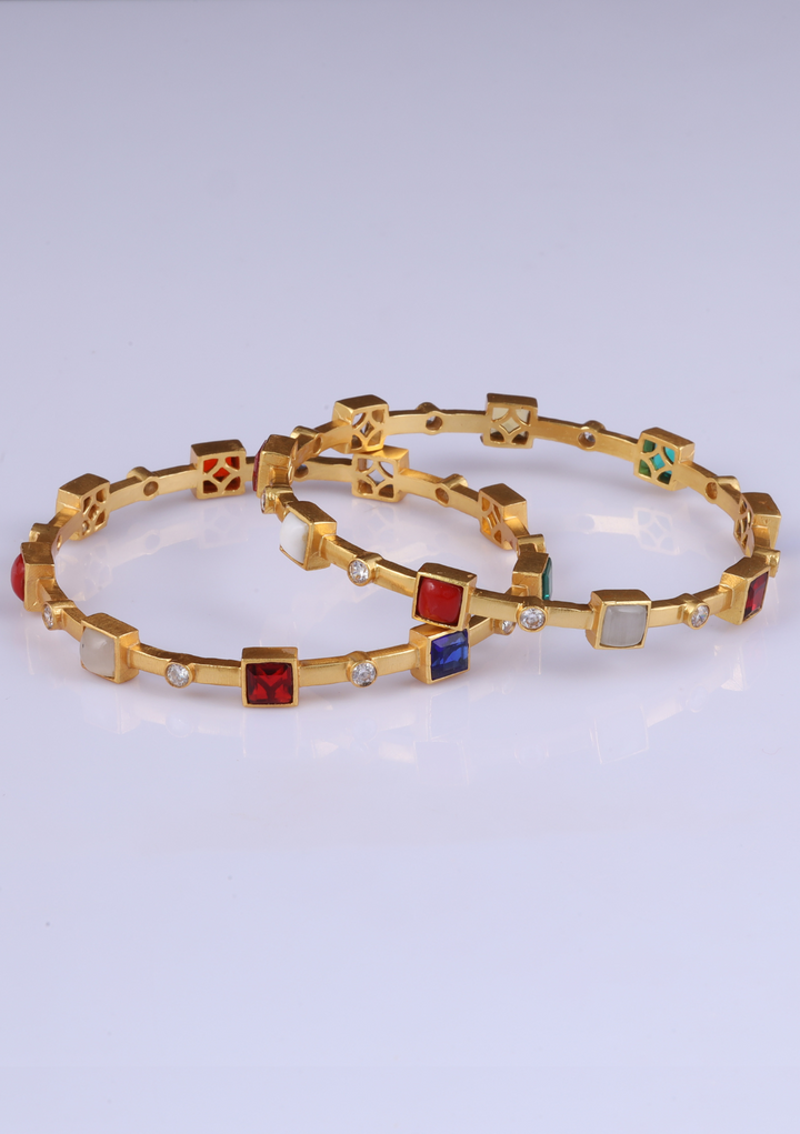Malini Designer Navrathna Pair Bangles