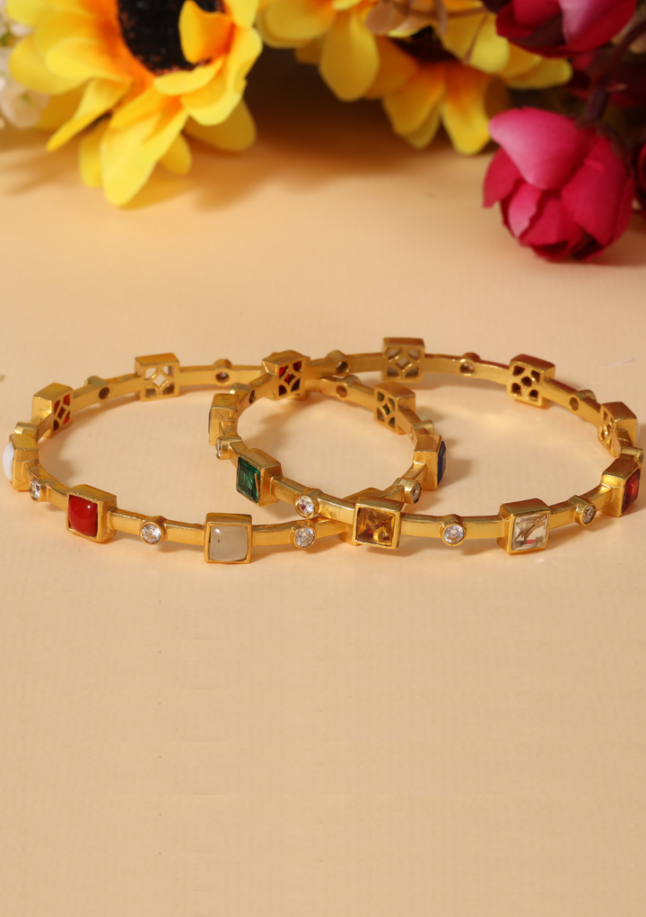 Malini Designer Navrathna Pair Bangles