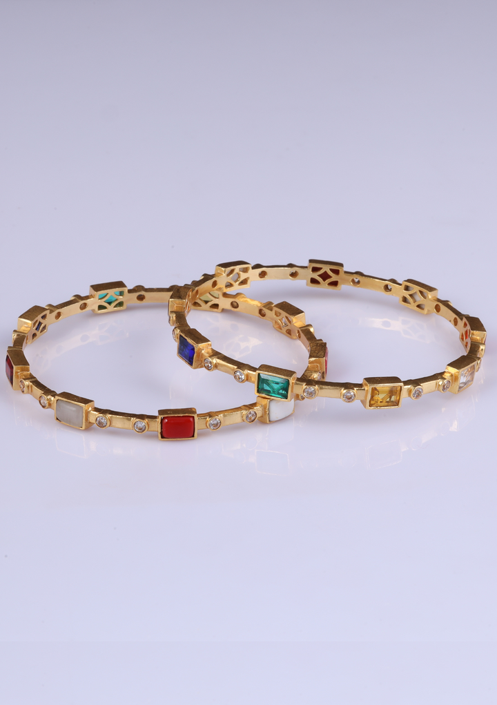 Pranavi Designer Navrathna Pair Bangles