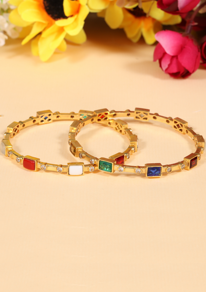 Pranavi Designer Navrathna Pair Bangles