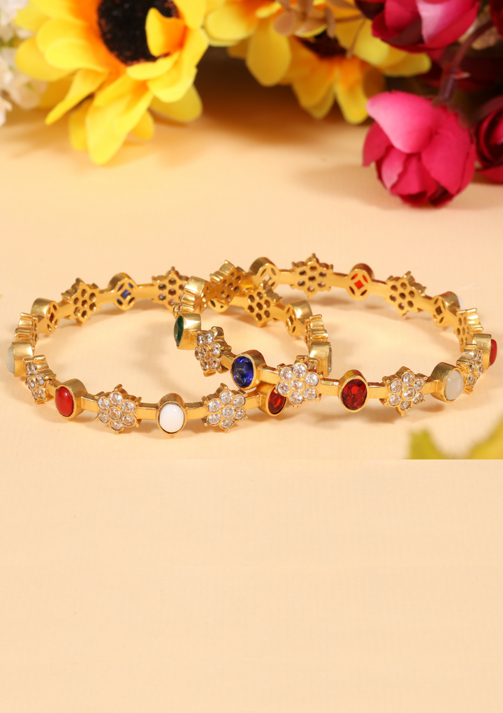 Rishika Designer Navrathna Pair Bangles