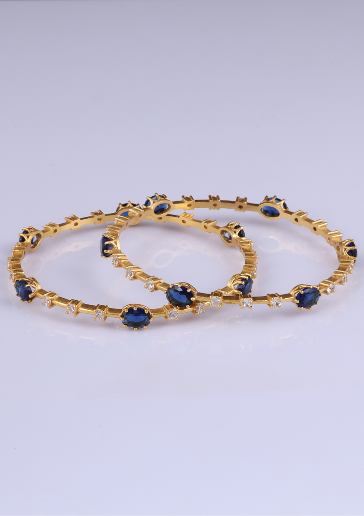 Bhuvika Designer Blue Sapphire CZ Pair Bangles
