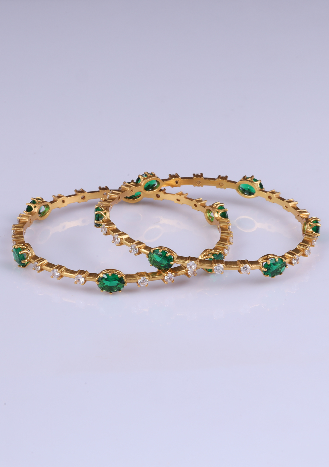 Divyanshi Designer Green Emerald CZ Pair Bangles