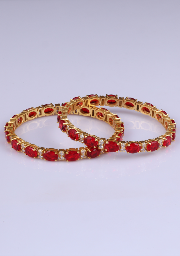 Falak Statement Red Ruby Pair Bangles