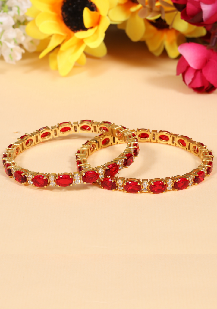 Falak Statement Red Ruby Pair Bangles