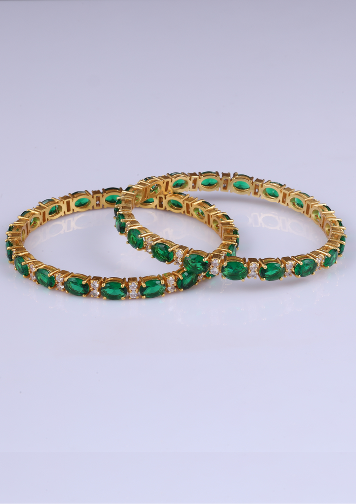 Parinita Statement Green Emerald Pair Bangles