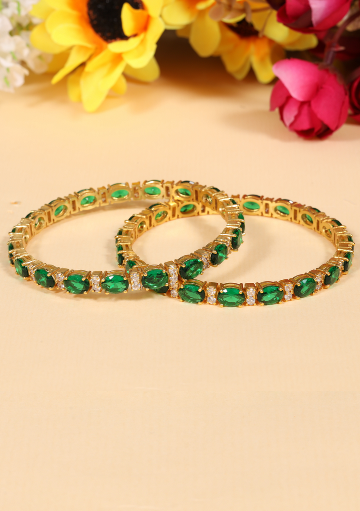 Parinita Statement Green Emerald Pair Bangles