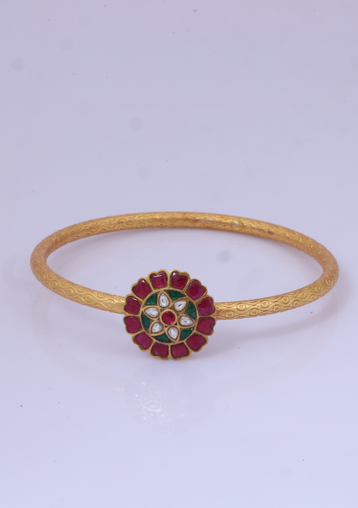 Designer Floral Jadau Kundan Single Bangle