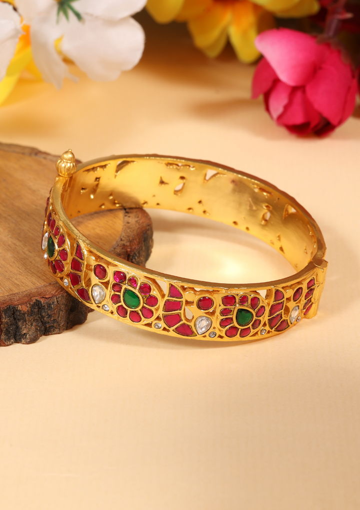 Navisha Jadau Kundan Designer Statement Single Bangle