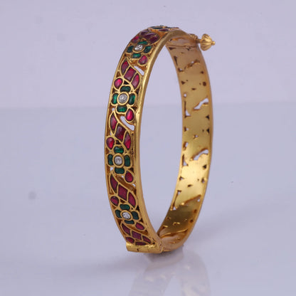 Unique Style Designer Jadau Kundan Openable Single Bangle