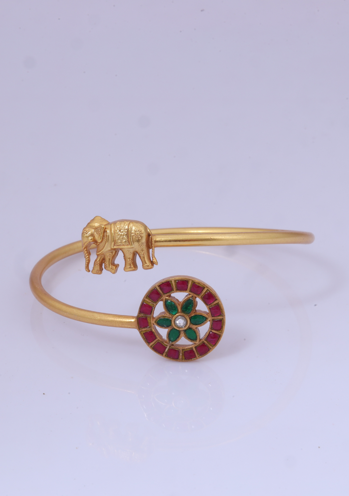Classic Elephant Jadau Kundan Designer Single Bangle