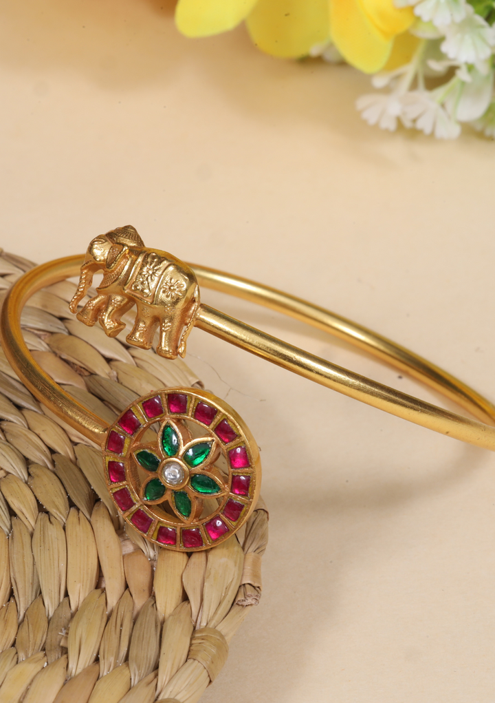 Classic Elephant Jadau Kundan Designer Single Bangle