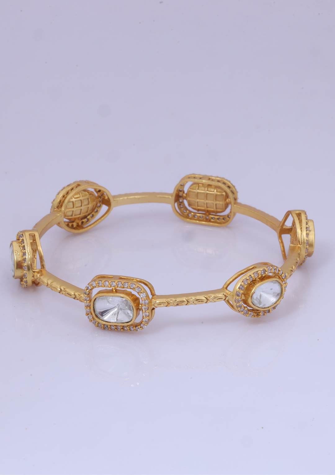 Aesthetic Designer Moissanite Polki Bangle