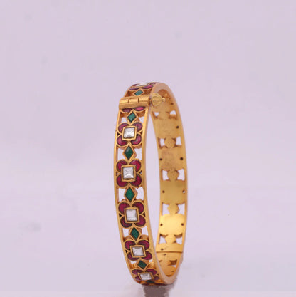 Classic Designer Jadau Kundan Openable Single Bangle