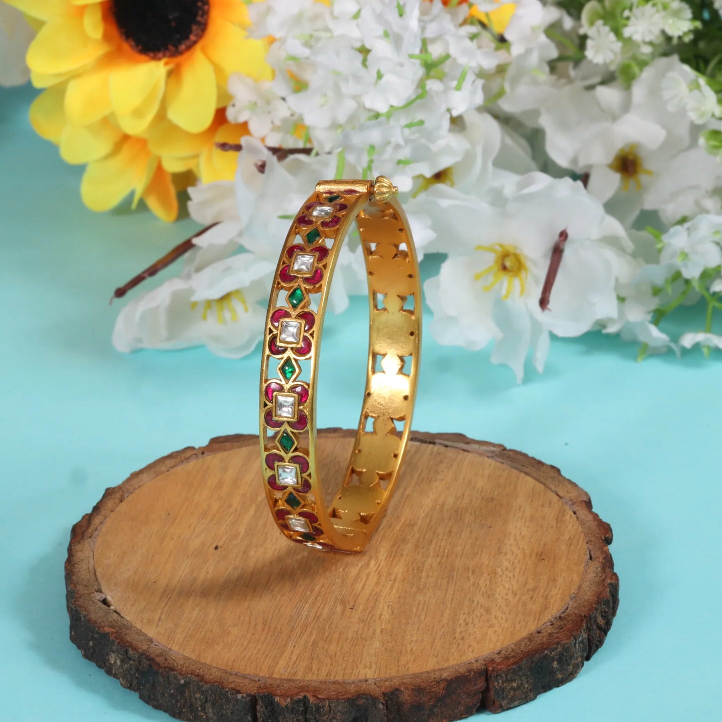 Classic Designer Jadau Kundan Openable Single Bangle