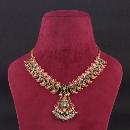 Beautiful Mango with Floral Pattern Jadau Kundan Necklace