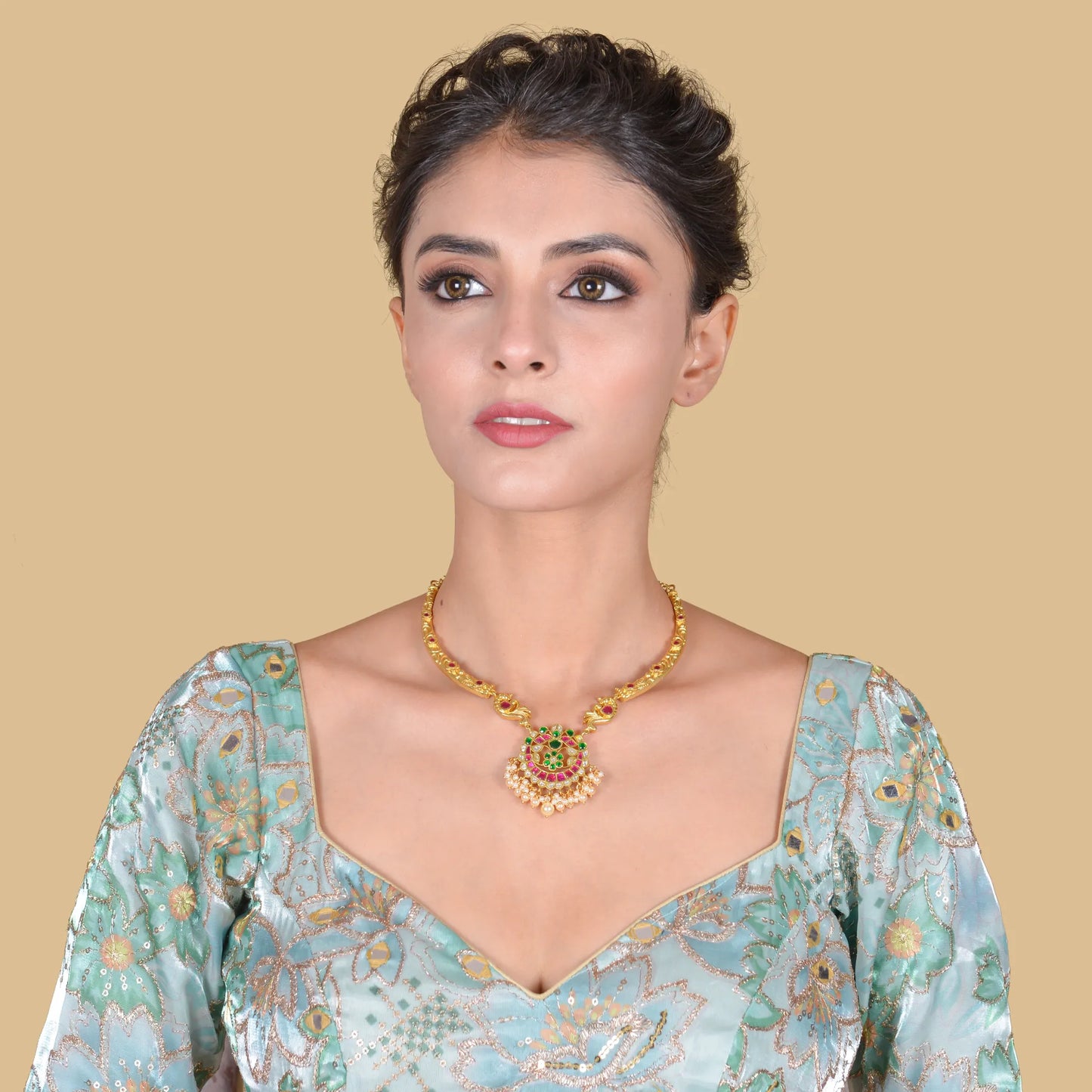 Exquisite Designer Jadau Kundan Hasli Necklace