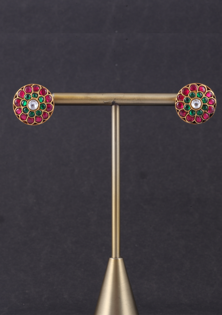 Elegant Hand Crafted Jadau Kundan Stud Earrings