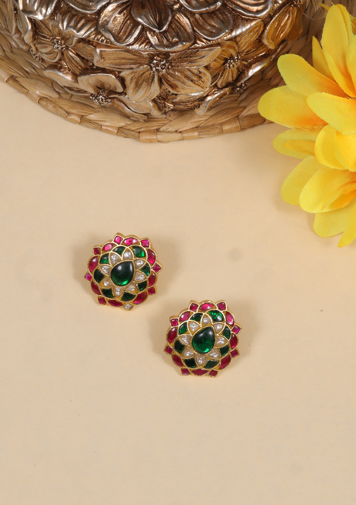Elite Designer Jadau Kundan Stud Earrings