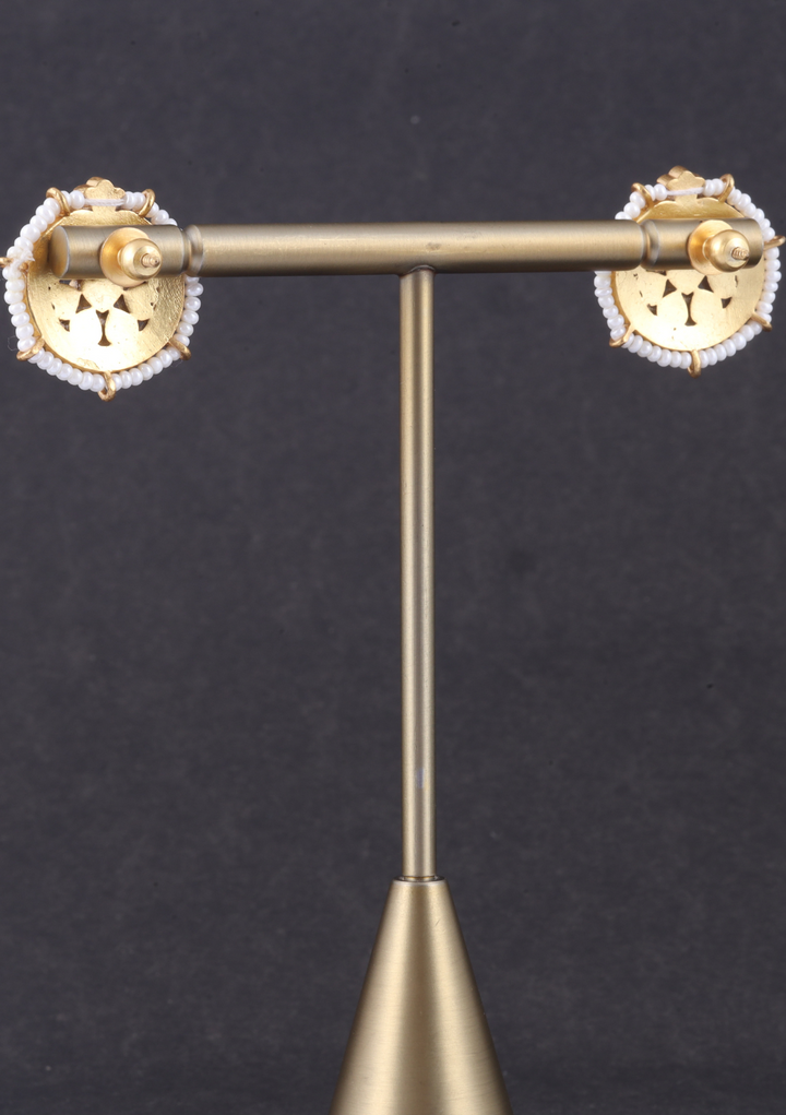 Simple and Beautiful Designer Jadau Kundan Stud Earrings with Pearl Beads
