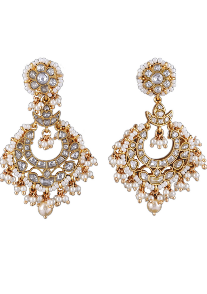 Manikya White Jadau Kundan Earring