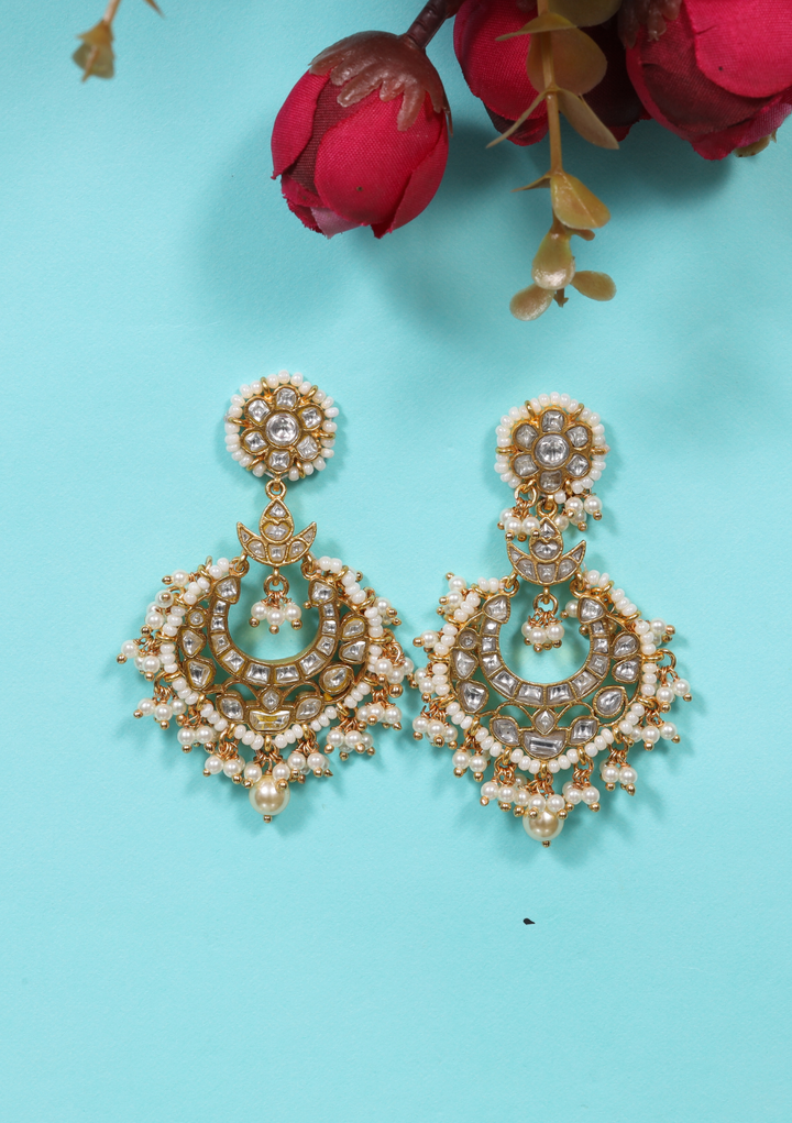 Manikya White Jadau Kundan Earring