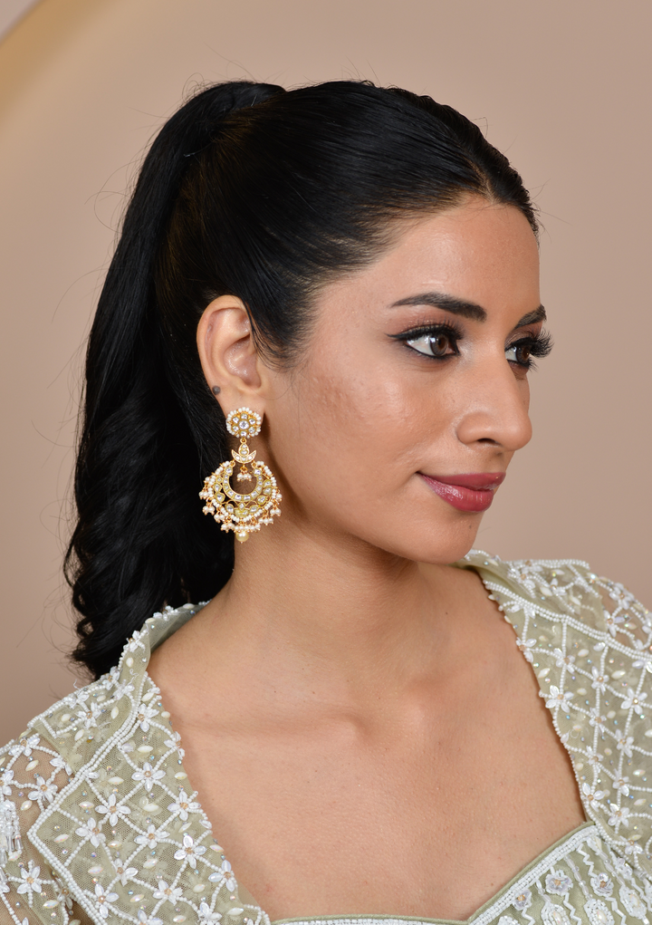 Manikya White Jadau Kundan Earring