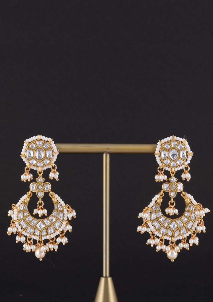 Noor White Jadau Kundan Chandbali Earring