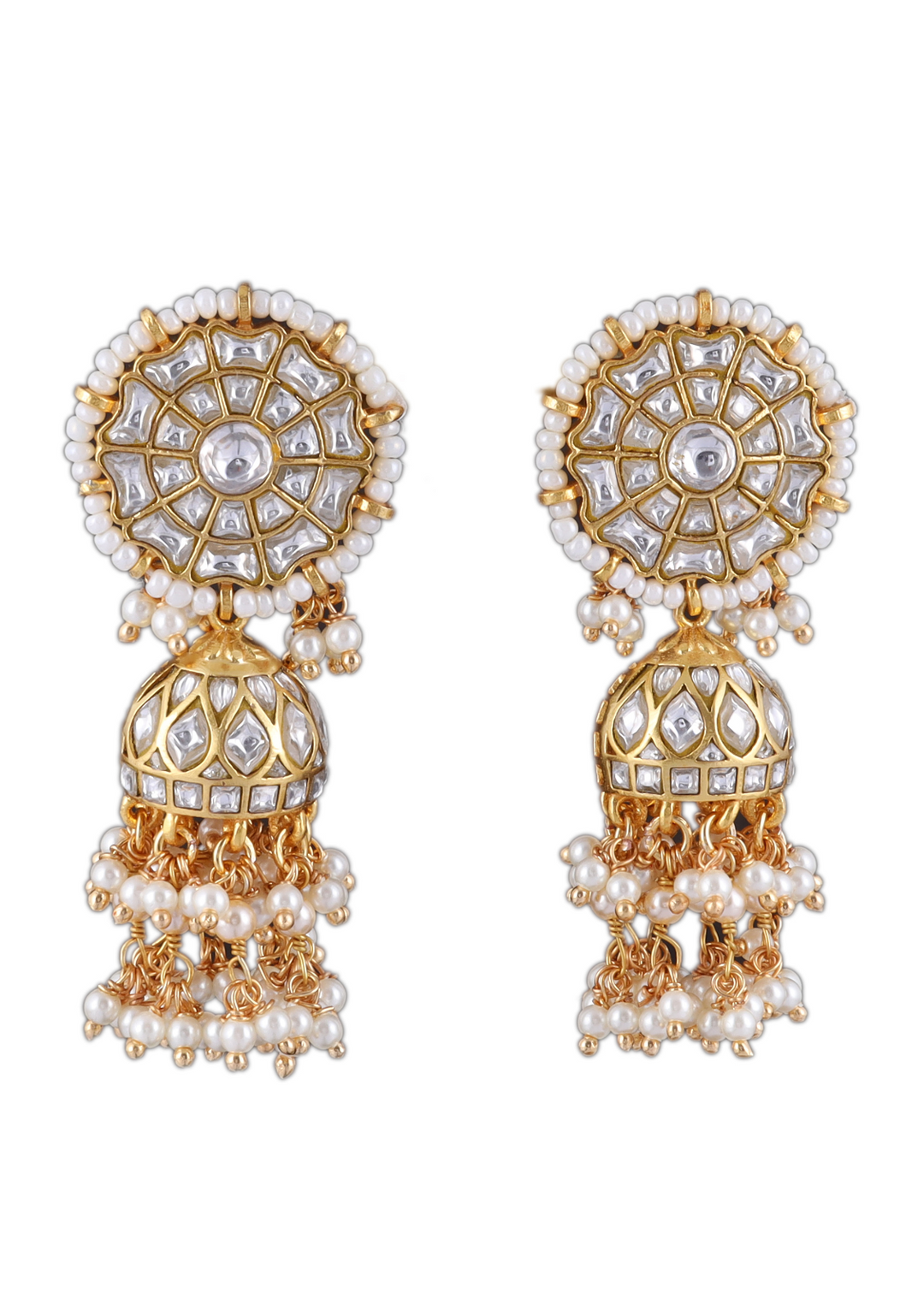 Mekhala White Jadau Kundan Jhumka Earring