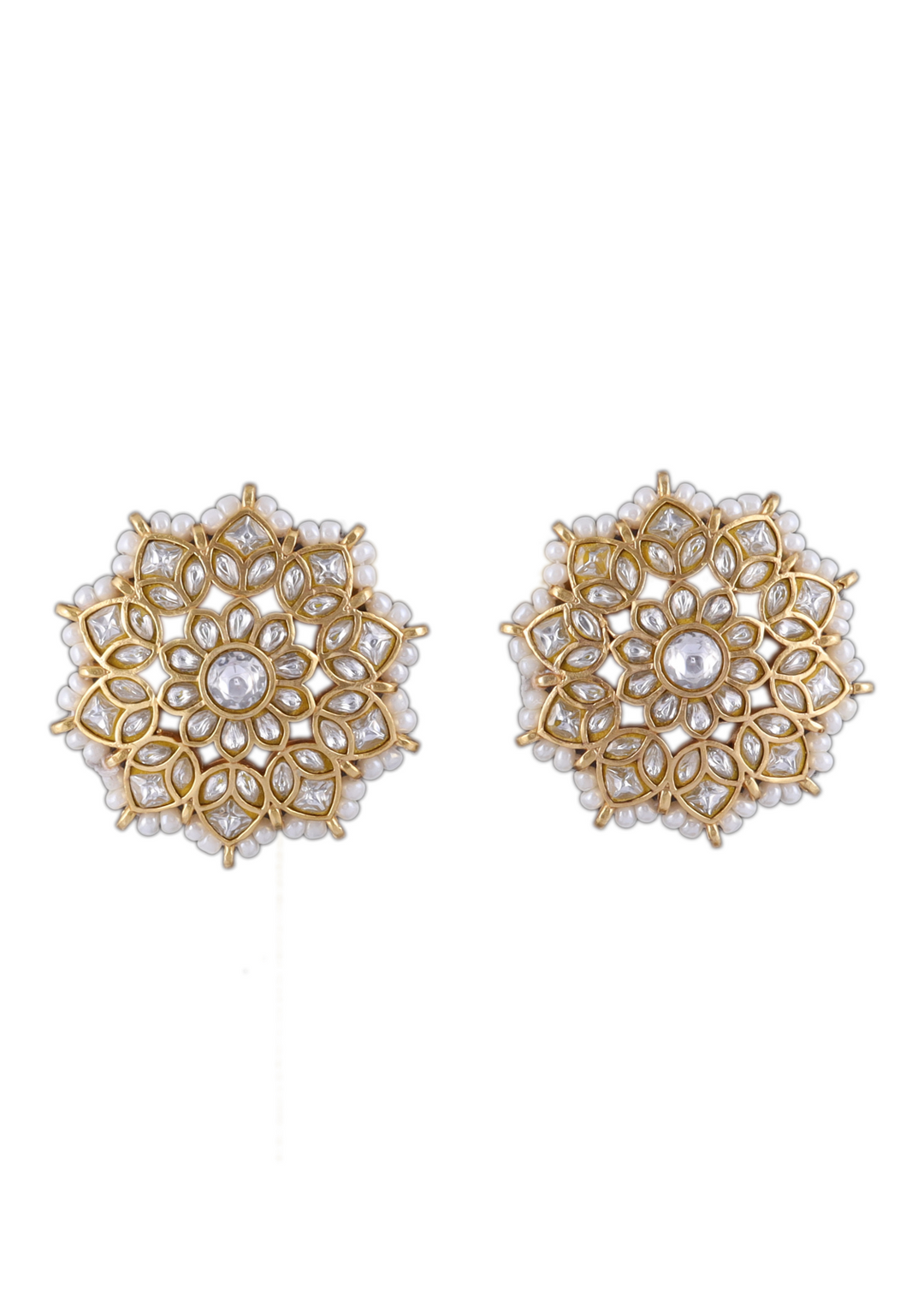 Akansha White Jadau Kundan Stud Earring