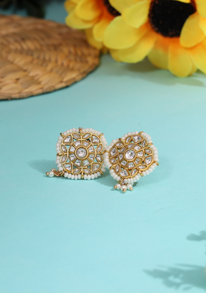 Mrinalini White Jadau Kundan Stud Earring