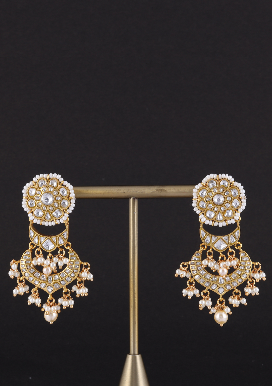 Archita White Jadau Kundan Statement Earring