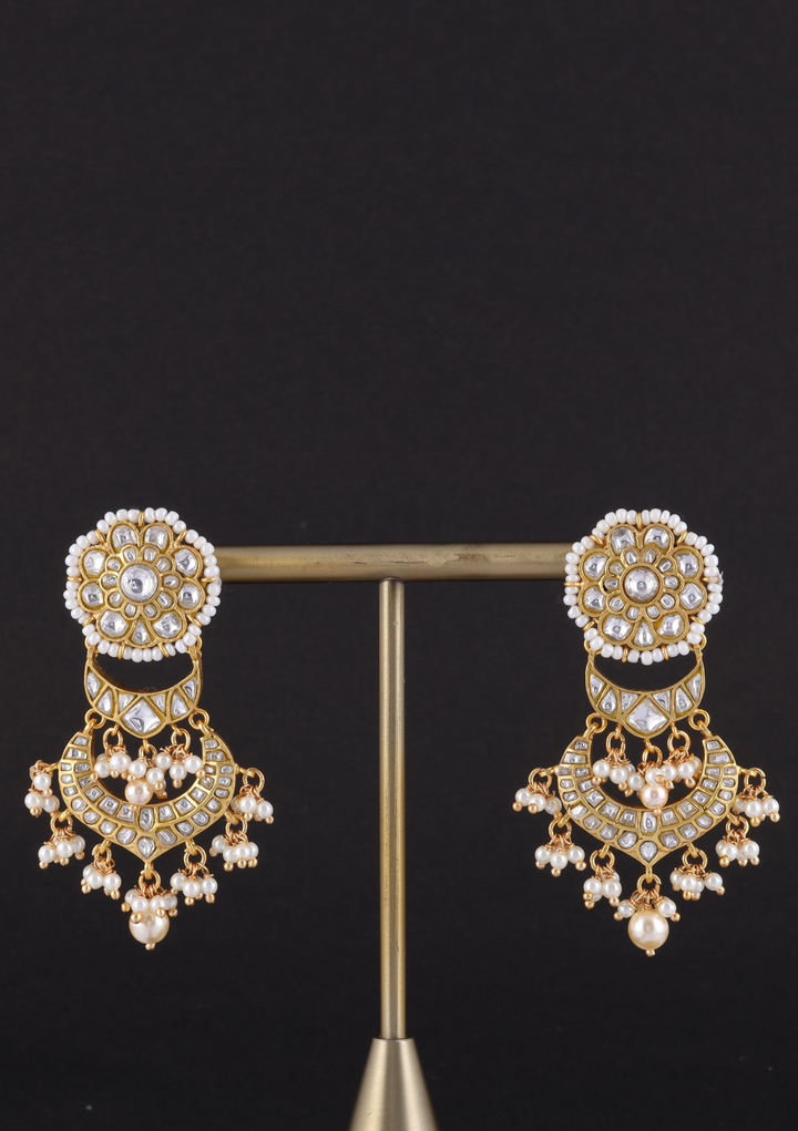 Archita White Jadau Kundan Statement Earring