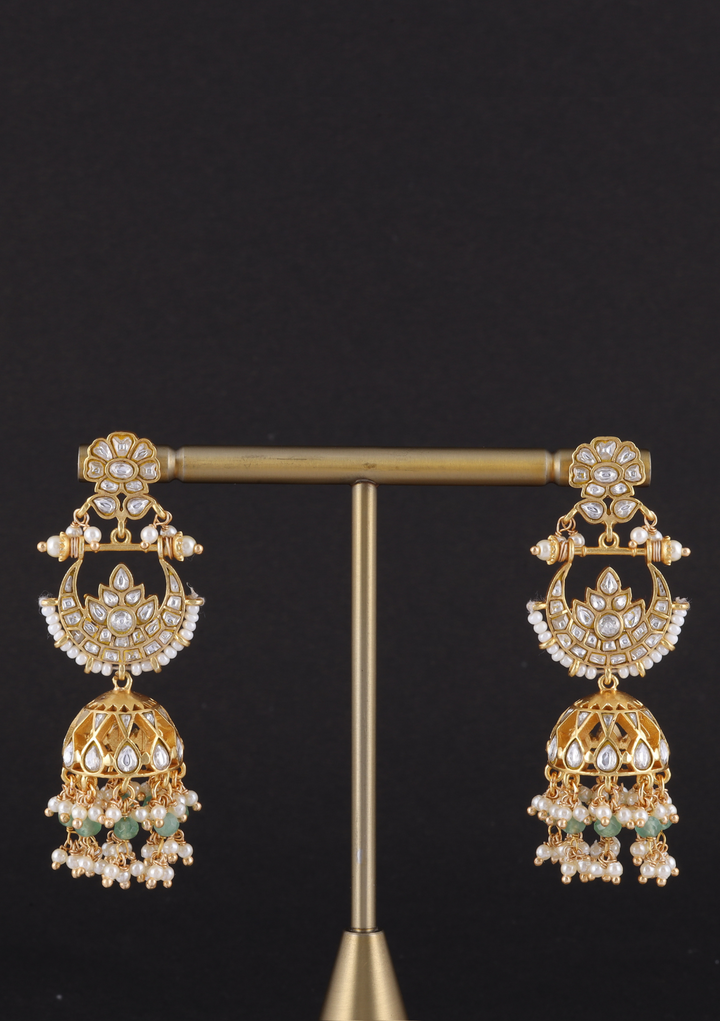 Sobhini White Jadau Kundan Statement Earring