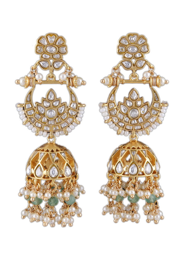 Sobhini White Jadau Kundan Statement Earring